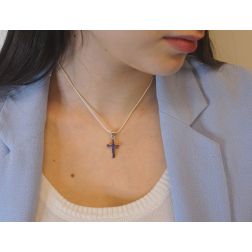 Croce bombata oro rosa e malachite