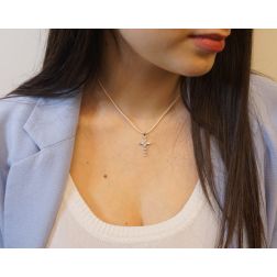 White gold cross with cubic zirconia