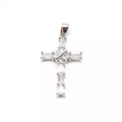 Croce con Zirconi taglio trapezio in Oro Bianco
