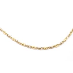 Collana 60cm alternata molla in oro bianco pallina in oro giallo