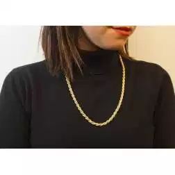 Collana corda in oro giallo con veneta in oro bianco 60cm larghezza 5.30mm