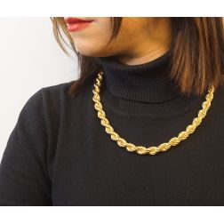 Photo of worn Rope necklace yellow gold x 10mm
