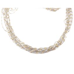 Necklace white gold veneta wires and yellow gold details.