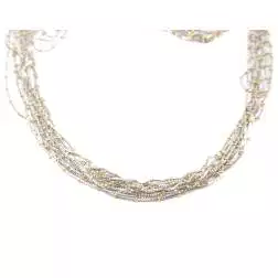 Collana fili oro bianco con dettagli in oro giallo