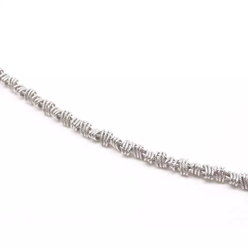 18kt white gold knurled chain 50cm necklace.