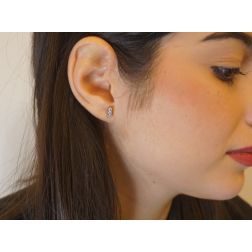 Photo of worn Trilogy earrings in 18kt White Gold with Diamonds 0.30ct