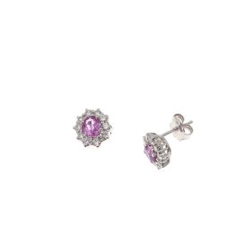 Kate Pink Sapphire Earrings 6x4mm and 20 Diamonds