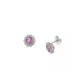 Orecchini kate zaffiro rosa ovale 6x4mm e 20 diamanti