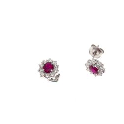5x4mm Ruby with 20 Diamonds Kate earrings