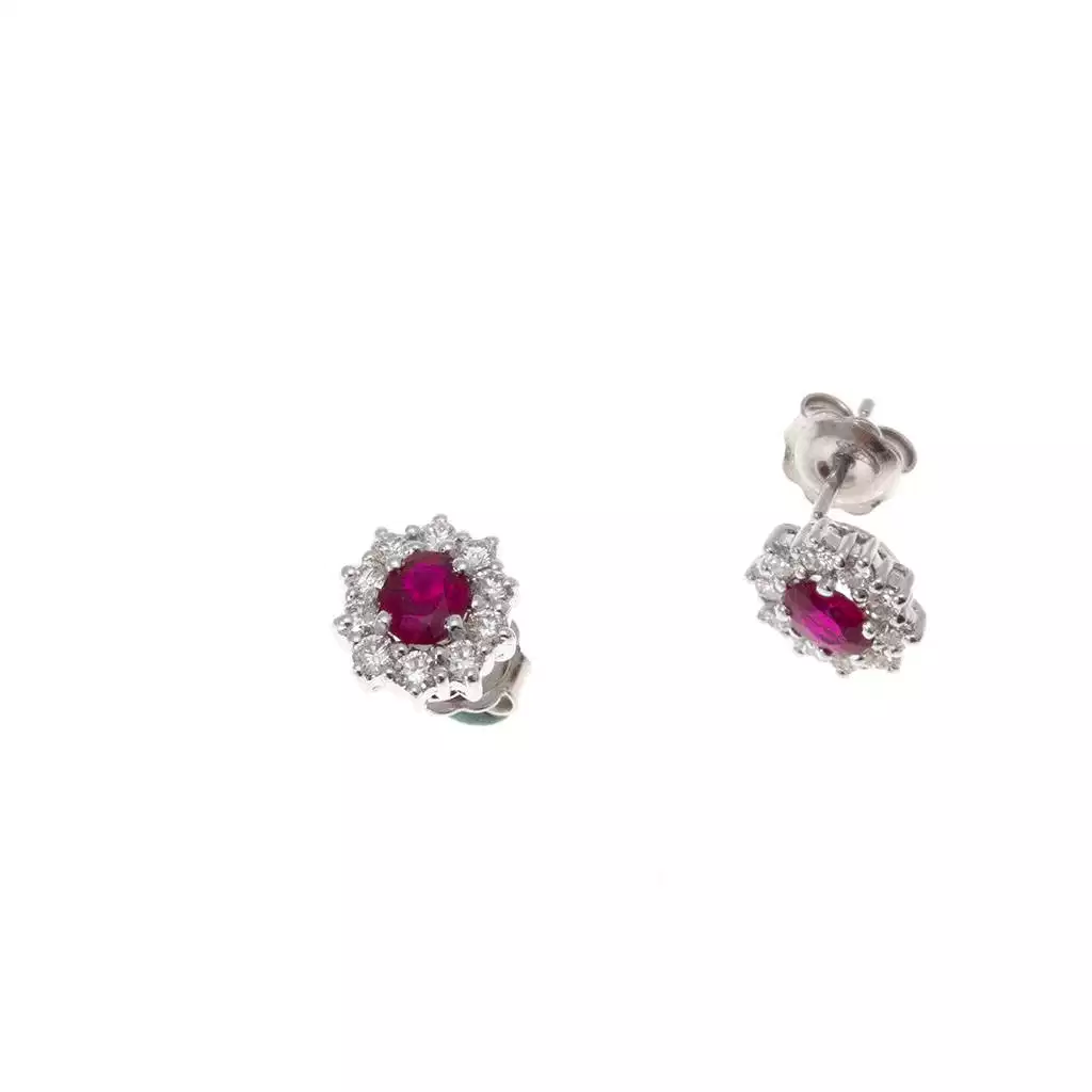 5x4mm Ruby with 20 Diamonds Kate earrings