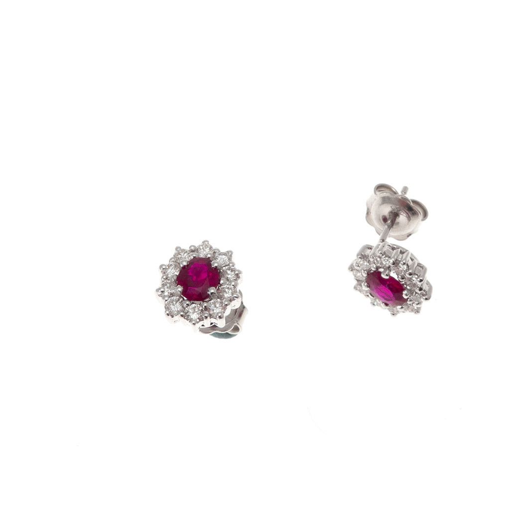 Orecchini kate rubino 5x4mm e 20 diamanti