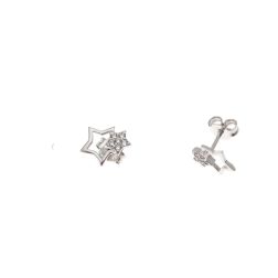 Orecchini duoble-star zirconi e oro bianco
