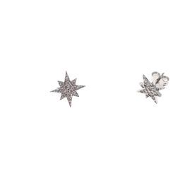 Wind Rose earrings in white gold and zircons