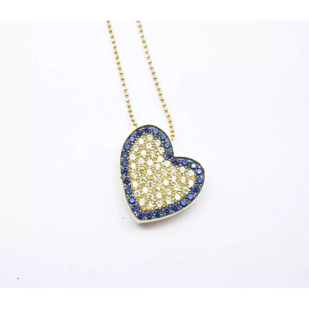 Blue and White Heart and Zircon Necklace