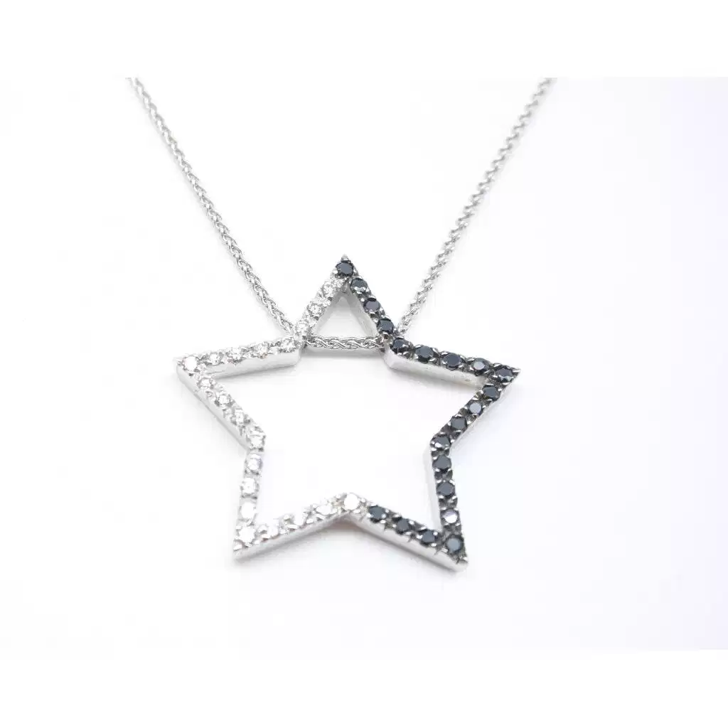 Star Necklace  with White and Black Zircons