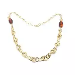 Collana con ovali e ambra