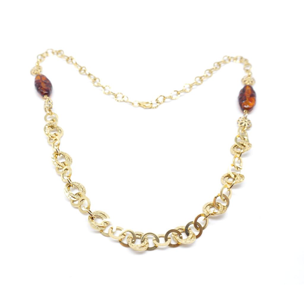 Collana con ovali e ambra