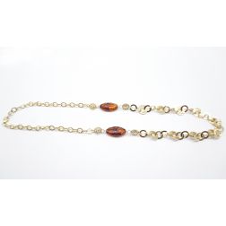 Necklace with ovals and amber