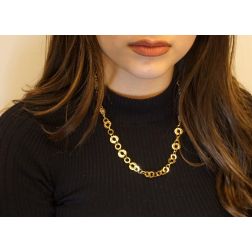 photo of worn of Necklace with ovals and amber