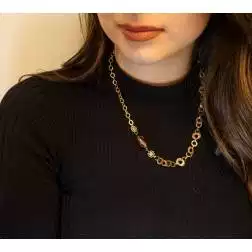 Collana con ovali e ambra