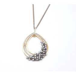 Necklace with drop pendant and zircons