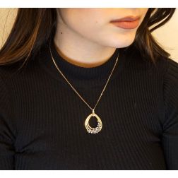Necklace with drop pendant and zircons