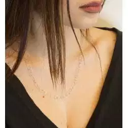 Collana con catene a cerchi e ovali oro bianco