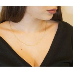 Photo of worn Classic "Tigre" Chain Necklace 50cm x 2mm yellow gold