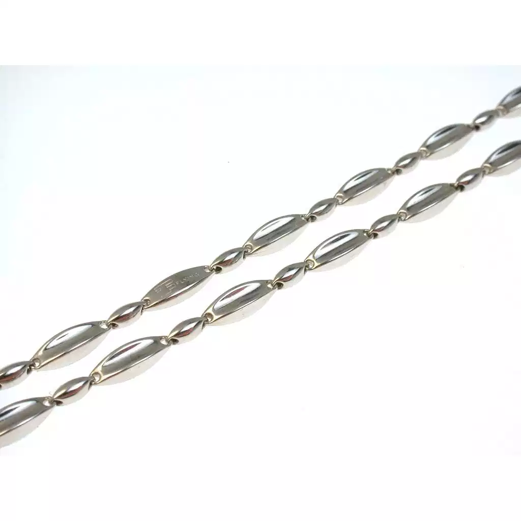 Collana a catena e segmenti alternati oro bianco