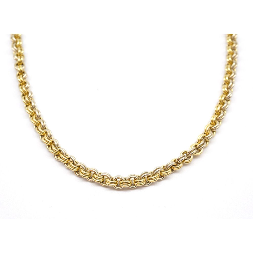 Collana a catena double circle bicolore 50cm