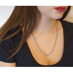 Collana a catena duble circle oro bianco Piccola 50cm