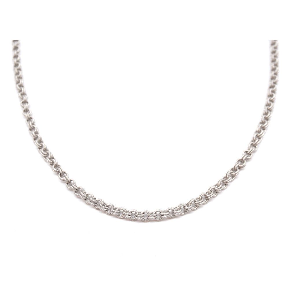 50cm Necklace double striped circle oro bianco