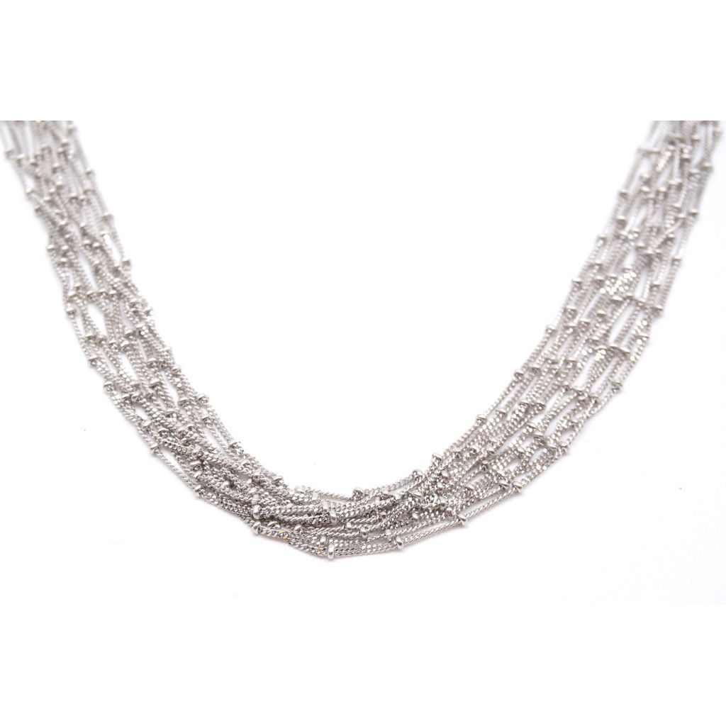 Collana oro bianco a più fili 50 cm