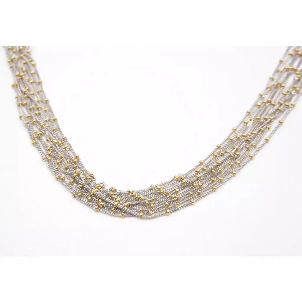Collana a più fili oro bianco e giallo 50 cm
