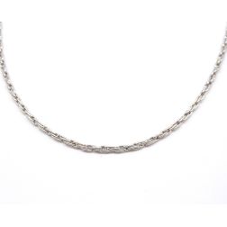 Collana 55cm a catena tubolare tipo spago semirigida Oro Bianco