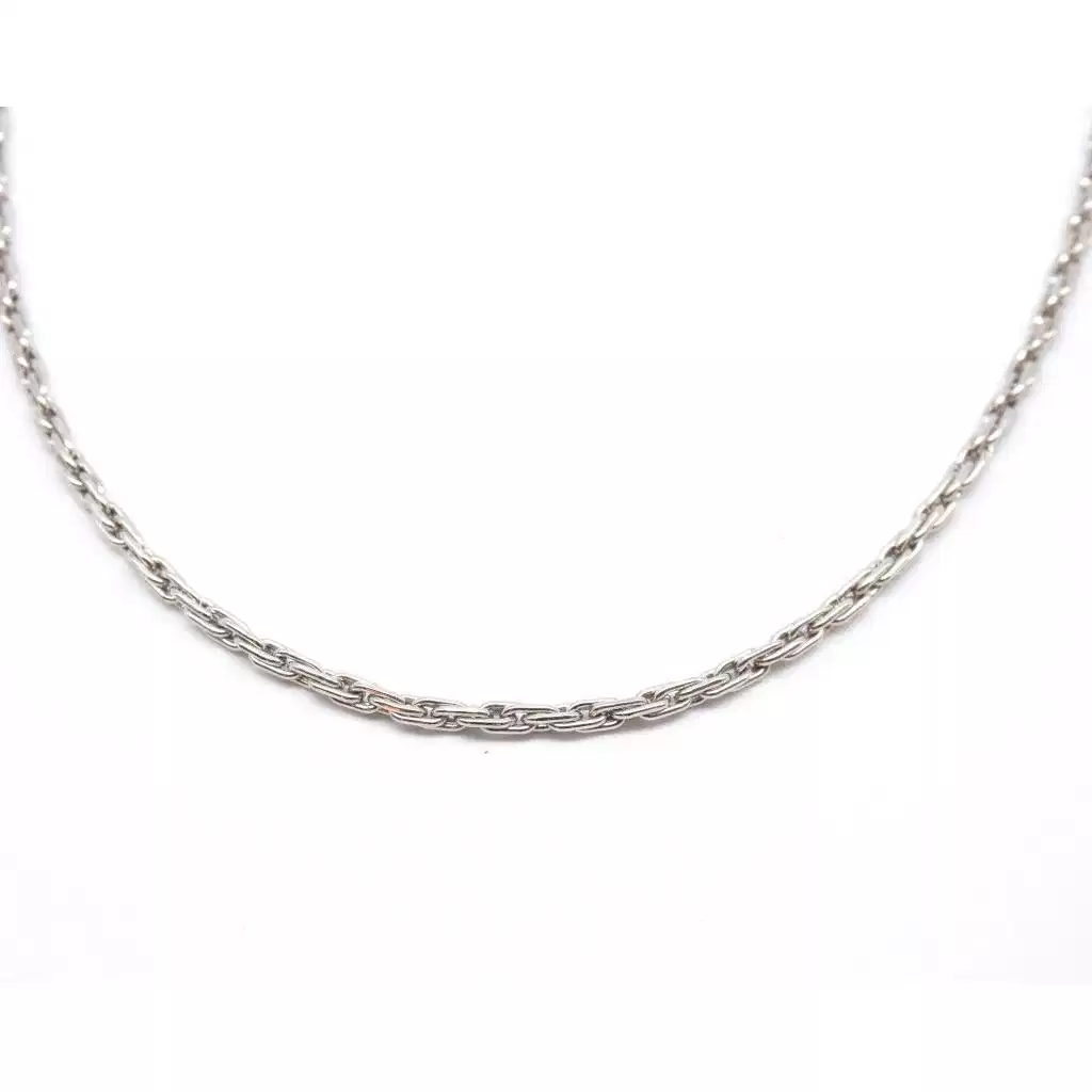 Collana 55cm a catena tubolare tipo spago semirigida Oro Bianco
