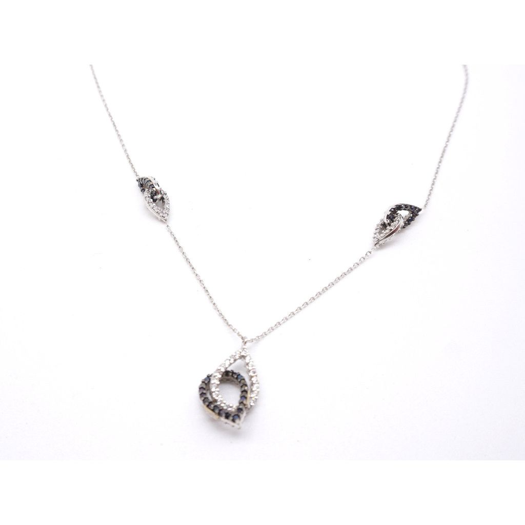 Necklace with double drop and cubic zirconia