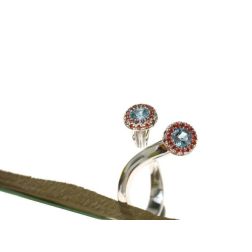 Stems Ring Multicolor Acquamarine and Mandarin Sapphires