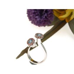 Anello Steli Multicolor Acquamarina e Zaffiri Mandarino