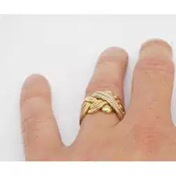 Photo of worn Puzzle Ring 18kt three colors Gold Big