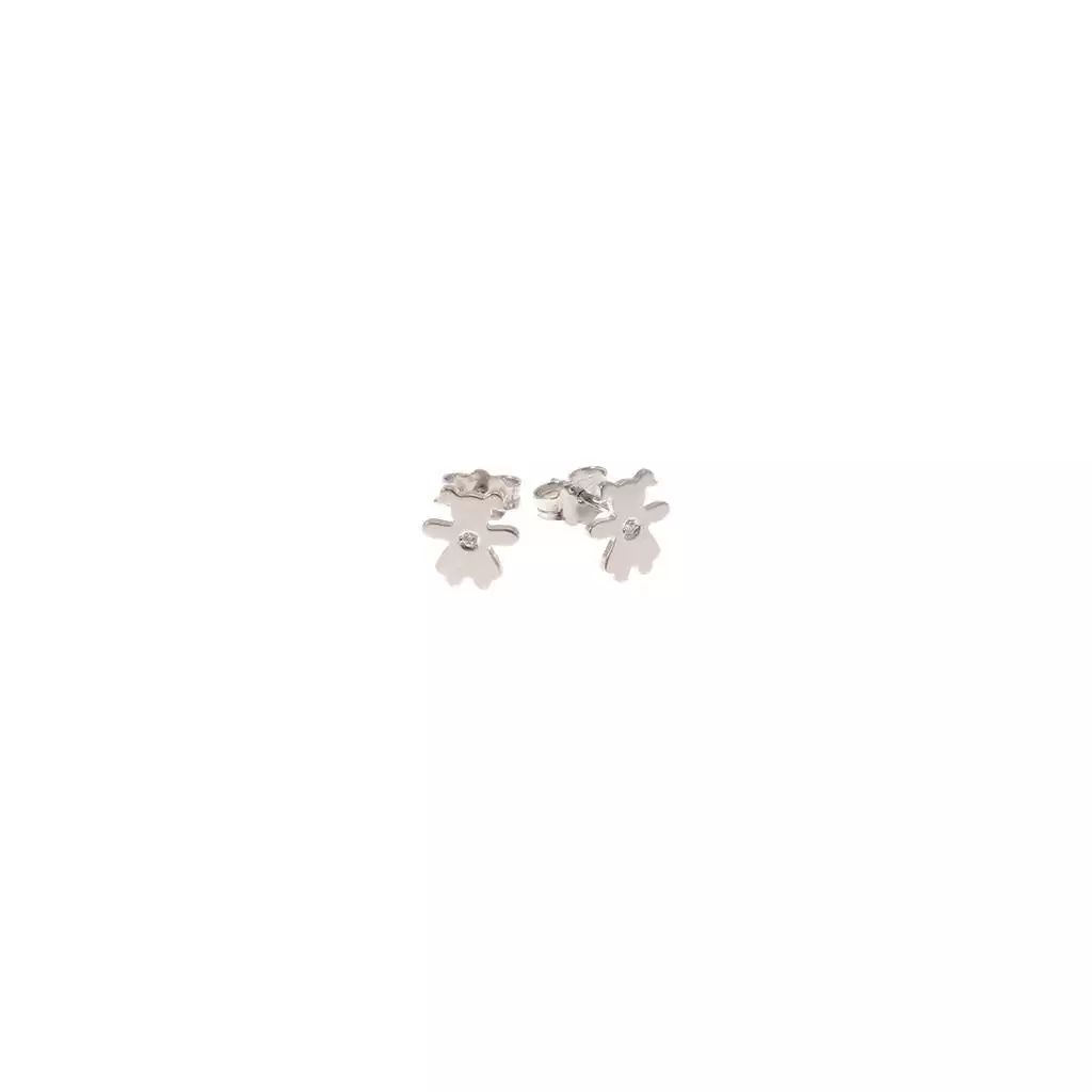 Orecchini bimba con zircone in oro bianco