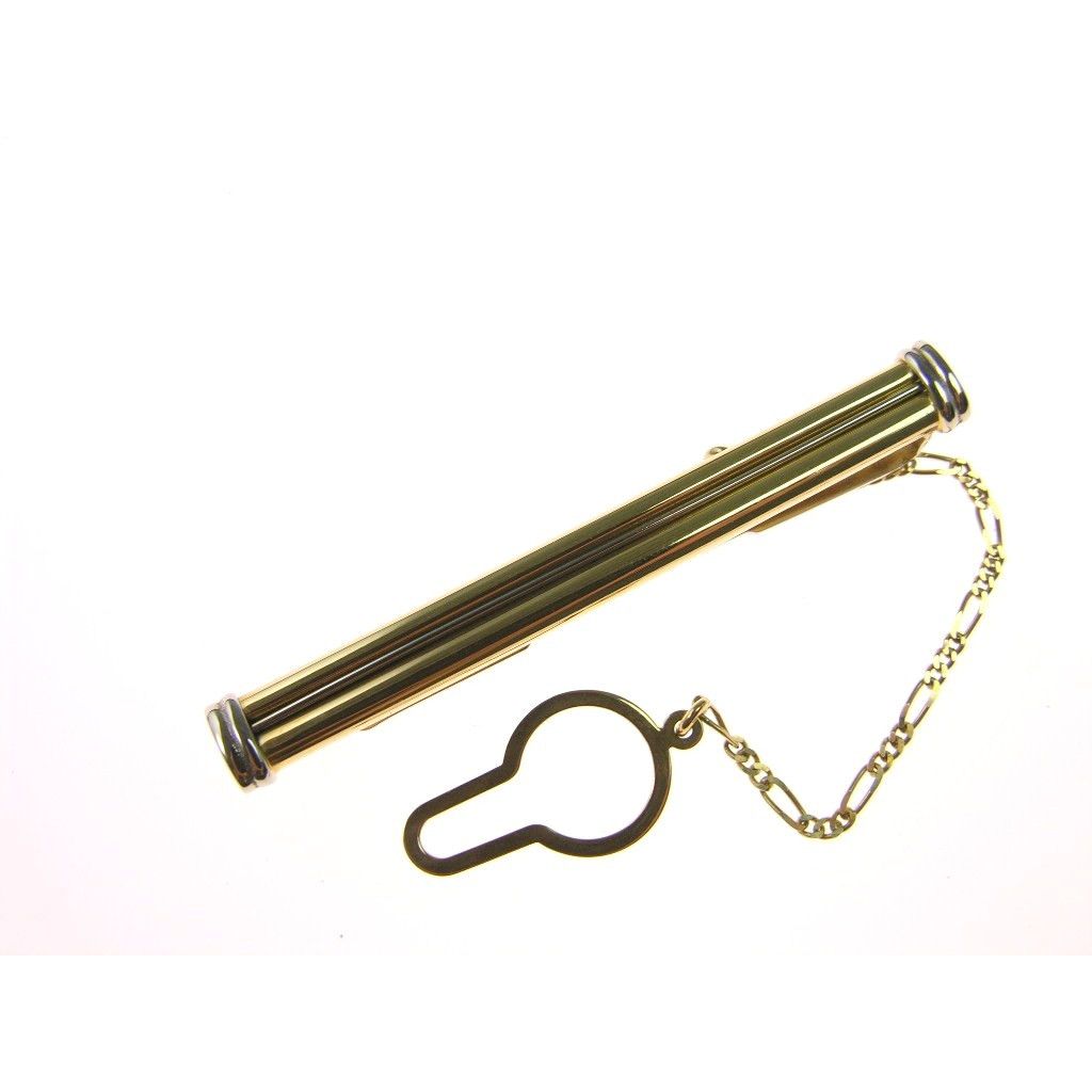 White gold center tubular tie clip
