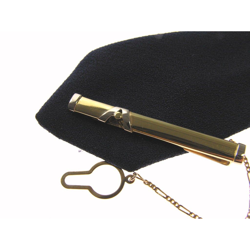 Side V-cut with ball two-tone tie clip