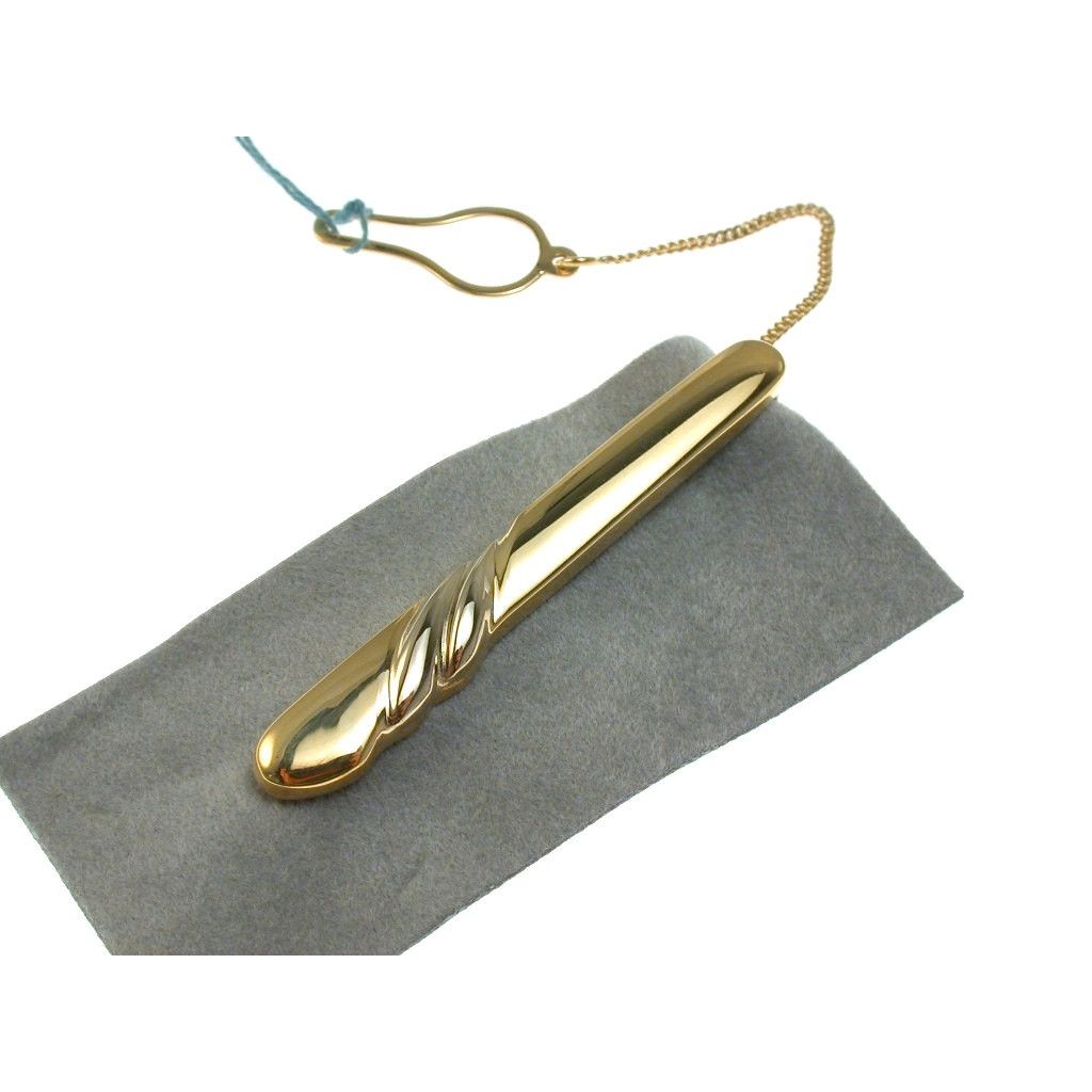 Rounded tie clip with 2 commas in white gold