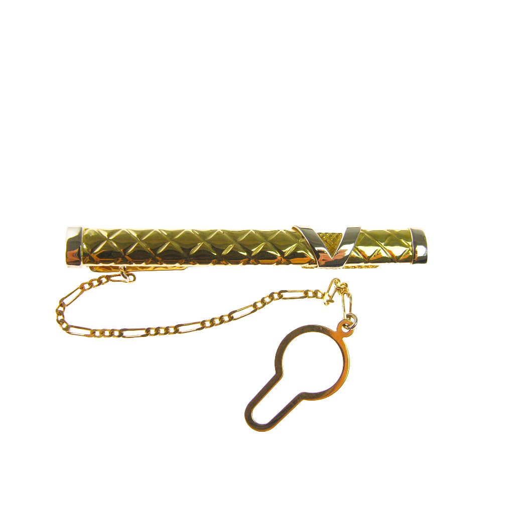 Tie clip with with V-cut and white gold ends