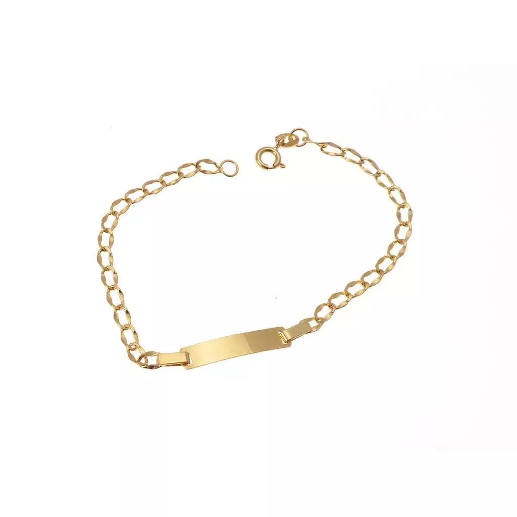 Baby 2.80mm flat oval chain bracelet with 3.90mm tag