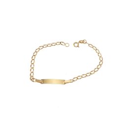 Baby 2.80mm flat oval chain bracelet with 3.90mm tag