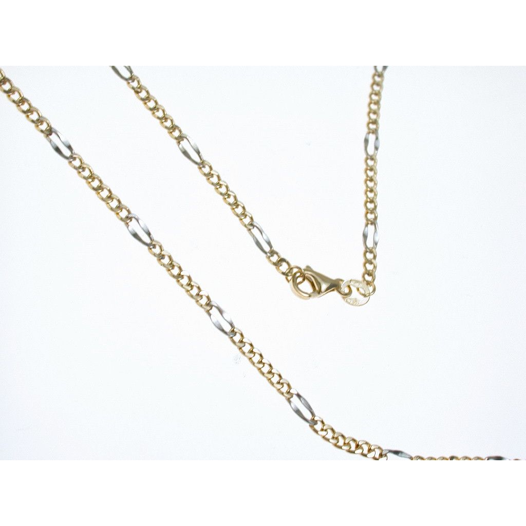 Two-tones Figaro & Cuban link necklace 50 cm
