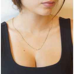 Photo of worn 50cm x 3.70mm Necklace 5+1 grumetta&traverse two-tone