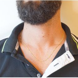 Photo of worn Two-tone 3+1 tiger & partridge necklace 50cm x 2mm